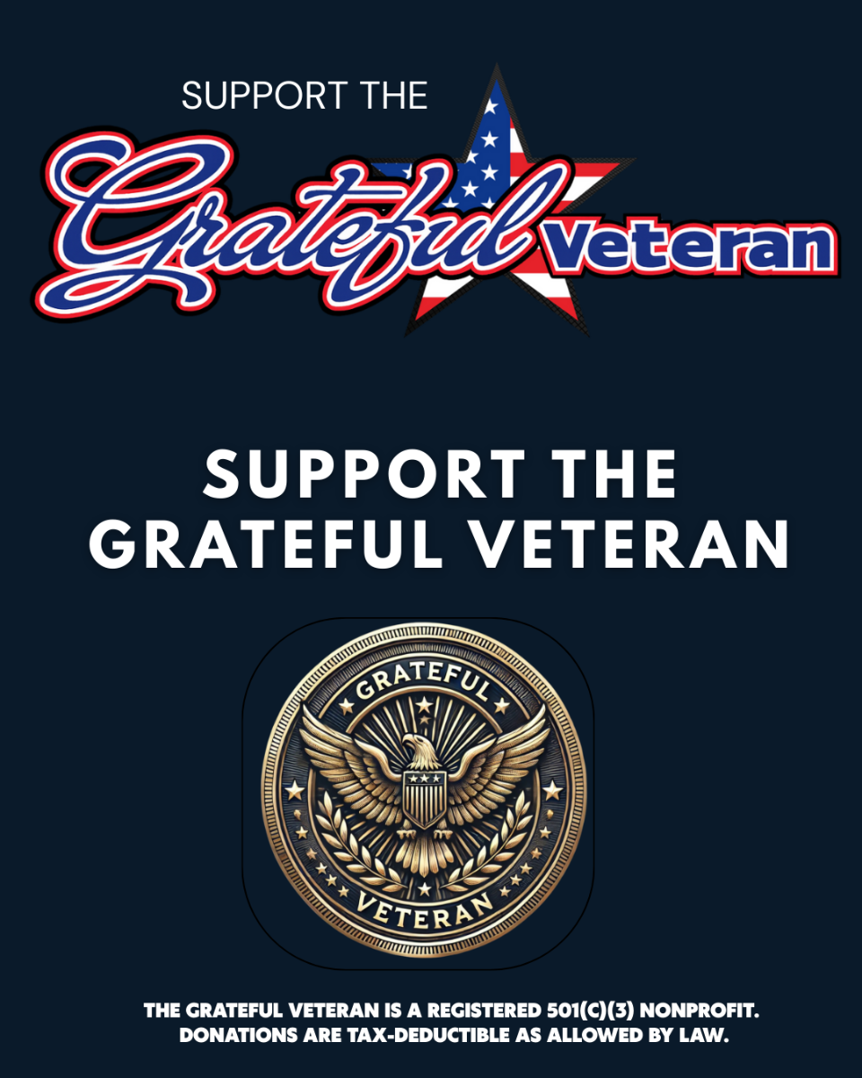 The Grateful Veteran logo with the message “Support the Grateful Veteran” on a d